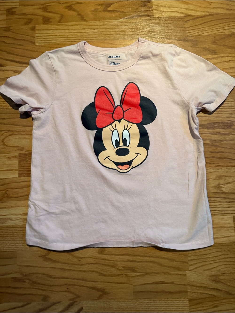 Old Navy Light Pink Minnie Mouse Tee with Red Bow